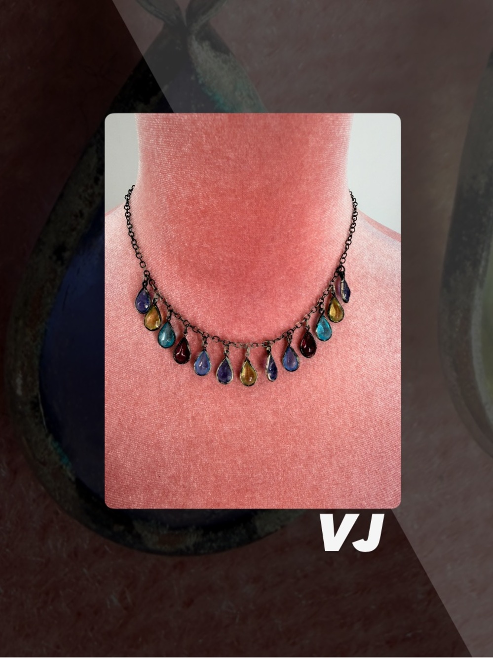 GUC VJ Rainbow Tear Drop Necklace